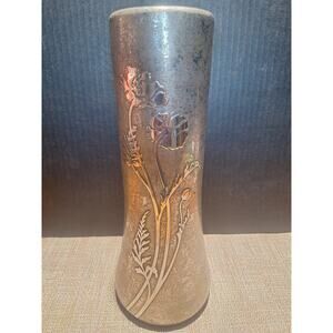 Heintz Sterling on Bronze 3809A California Poppy Vase 12⅜ Rare French Gray AMS